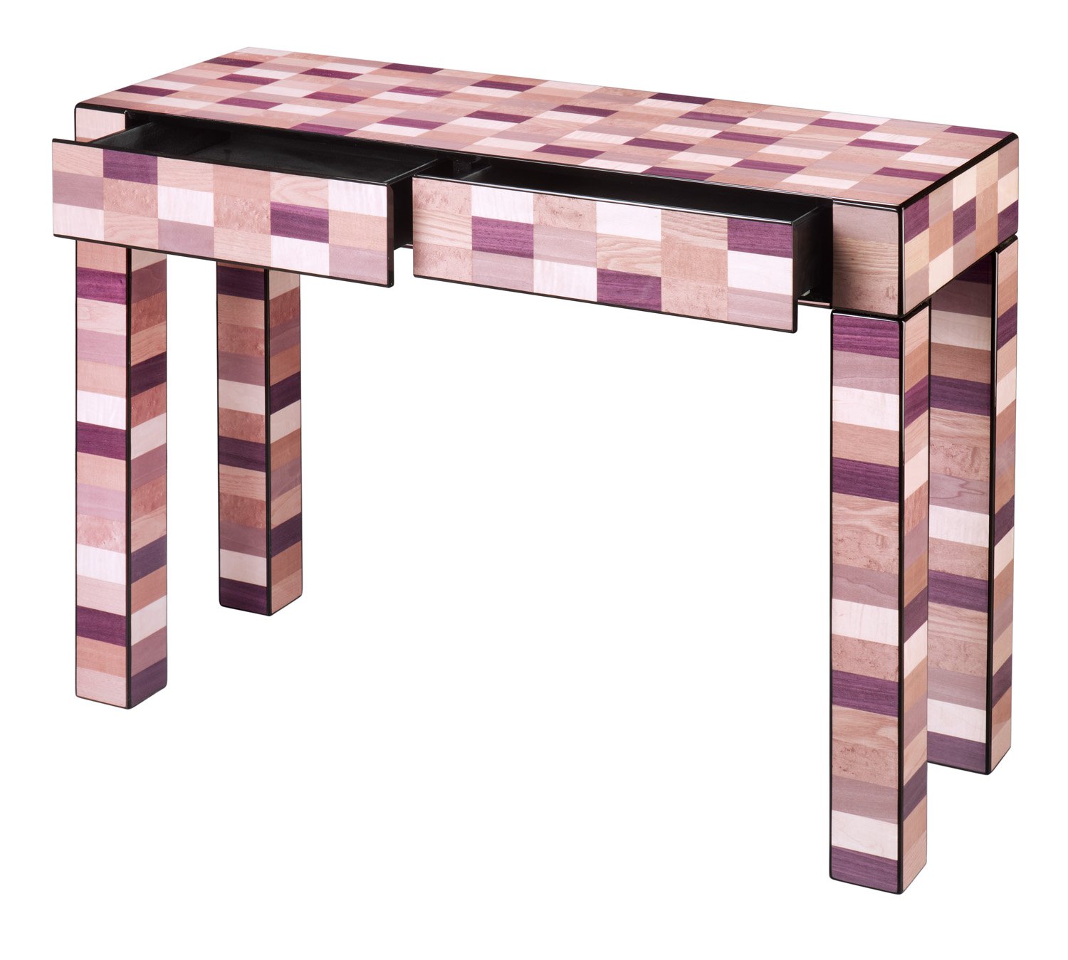 Tavolo Consolle WATERJOY Con 3 Cassetti E Ripiano, 119x39x81 Cm, Bianco, In MDF, Con Maniglie Nere